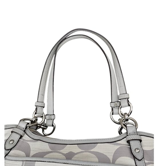 Coach Alexandra Signature Canvas Leather Trim Gray Large Shoulder Bag COA - Picture 14 of 14